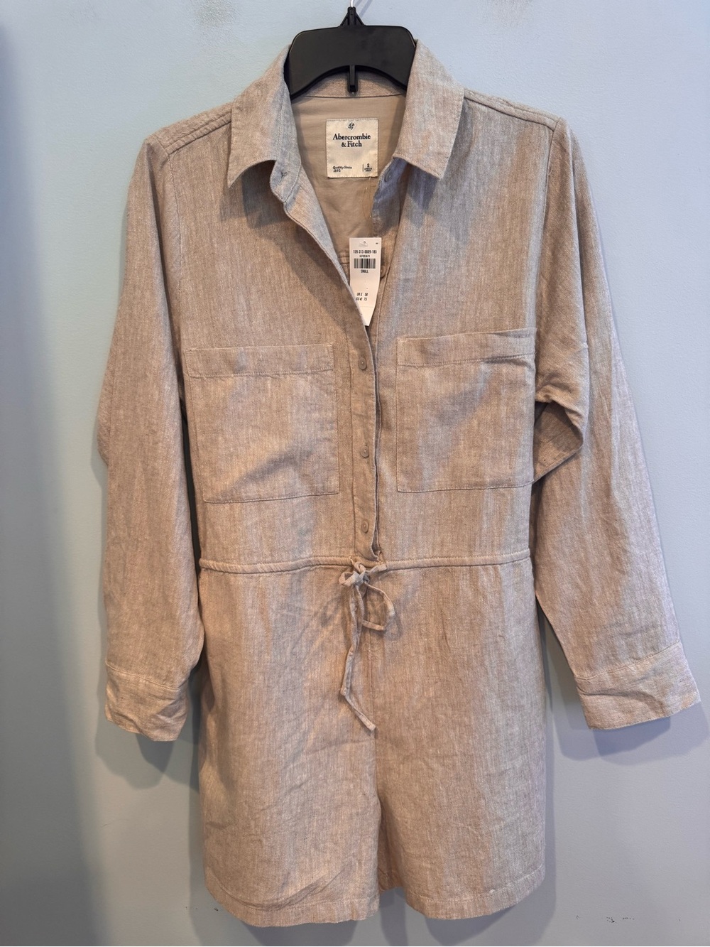 NWT Abercrombie & Fitch Linen Blend Long Sleeve Romper